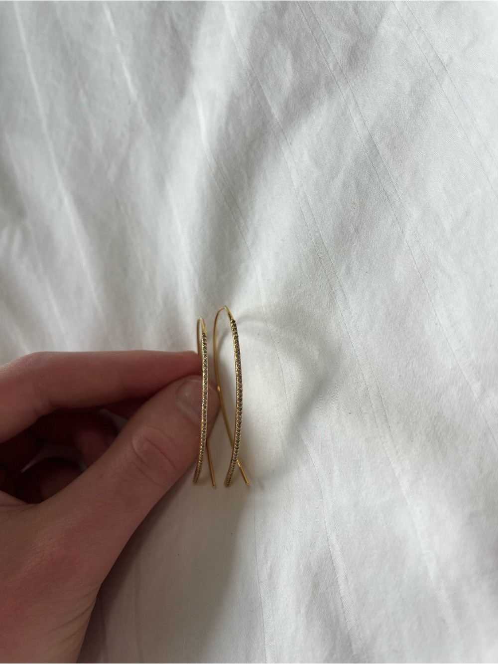 Stella & Dot Gold Crossover Hoop Earrings - Picture 4 of 5